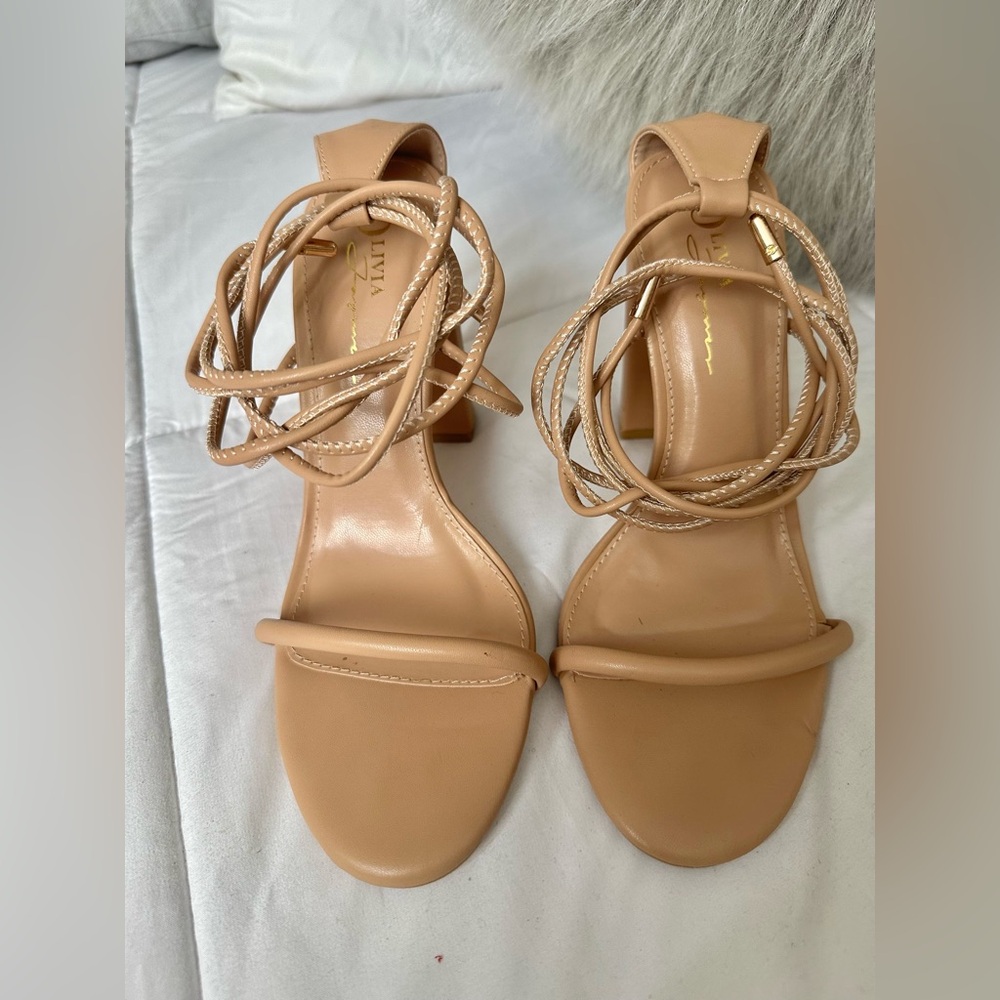 Tan Elegant Heels with Strappy Design